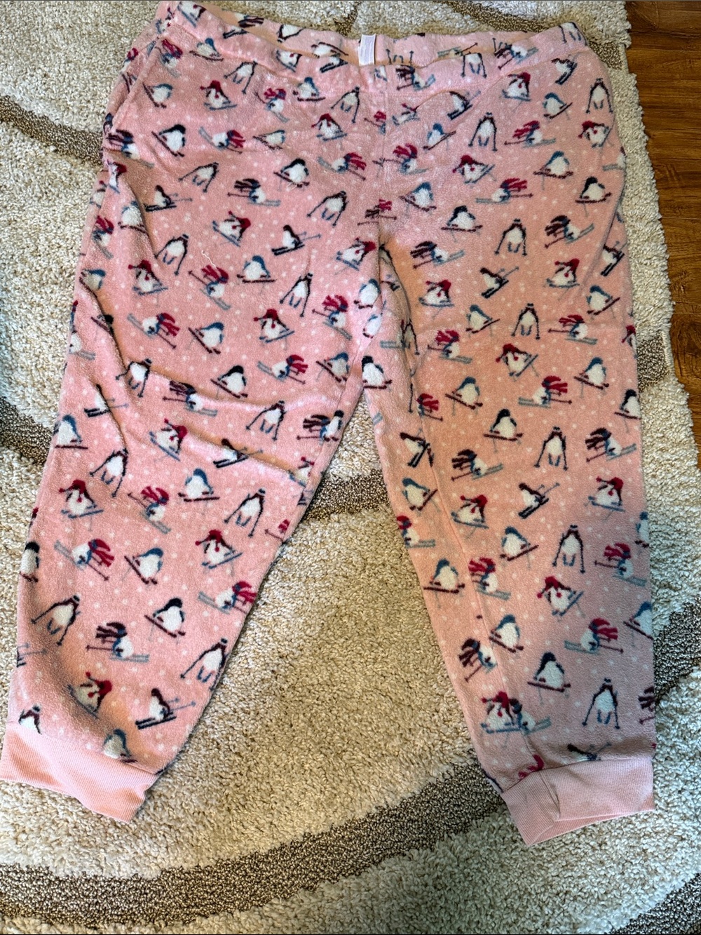 Cozy Pink Penguin Fleece Pajama Pants for Women